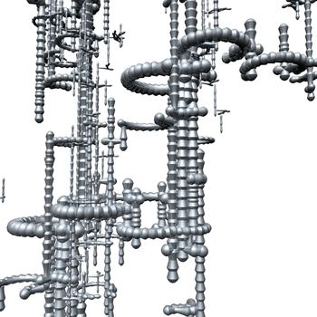 abstract metal construction on white background - 3d illustration