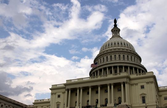 The west side of the United States Capitol building, in Washington D.C..
