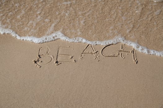Beach inscription on the coast of Baltic sea