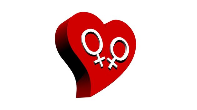 White venus symbols representing a lesbian couple in white background