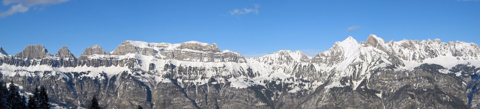Panoramic view of Churfirsten mountain range