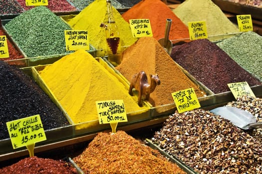 Colorful spices on the Istanbul's spice market