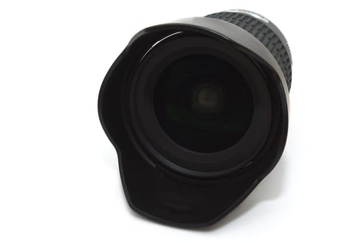 photo of the digital camera lens on white background