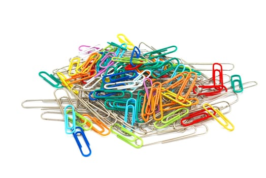 photo of the paperclips on white background