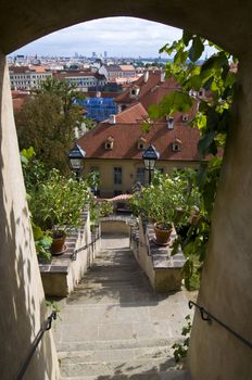 beautiful garden below the famous castle of Prague