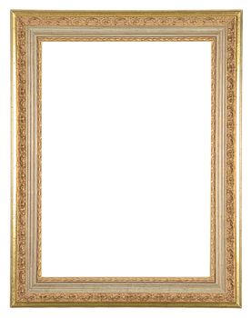 isolated decorative wooden frame with clipping path