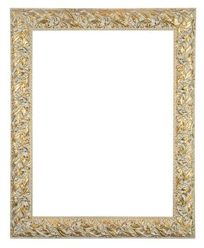 isolated decorative old white bronze frame with clipping paths