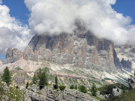 Detail of the Dolomites Mountains in Italy during Summer