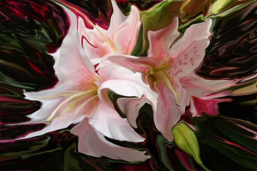 Abstract bouquet of lilly flowers.