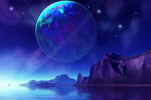 Cosmic seascape on another world.