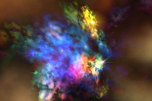 A colorful nebula in the universe.