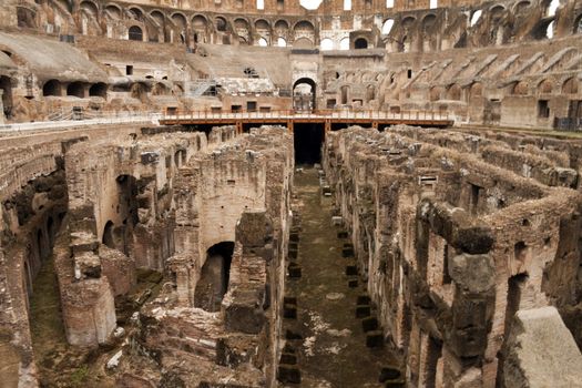 The historic Roman coliseum located in Rome (Roma) Italy