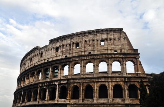 The historic Roman coliseum located in Rome (Roma) Italy