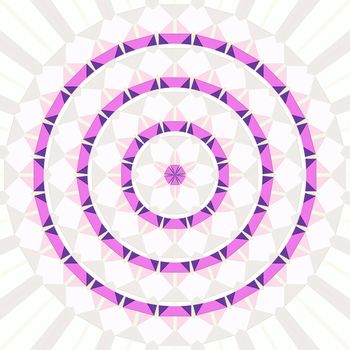round mosaic of light tiles with purple flower shape