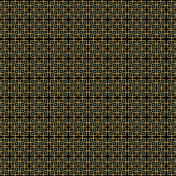 seamless texture of repeating gold and turquoise squares on black
