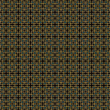 seamless texture of repeating gold and turquoise squares on black