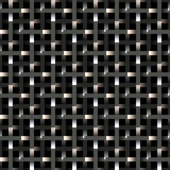 seamless 3d texture of woven metallic bars on black