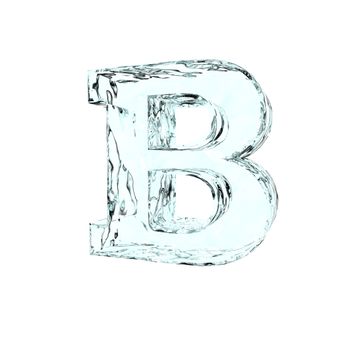 frozen uppercase letter B on white background - 3d illustration