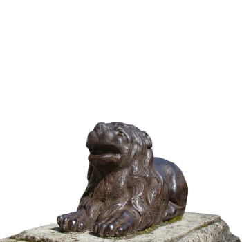 Medieval, iron statue of a lion small, isolated object