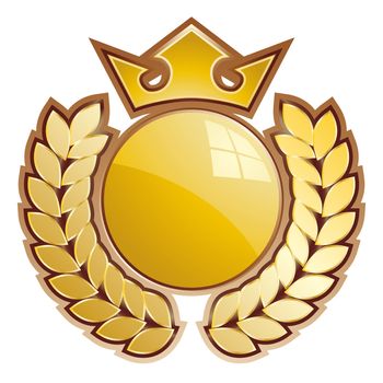 Gold sphere shield - whit crown and laurels.