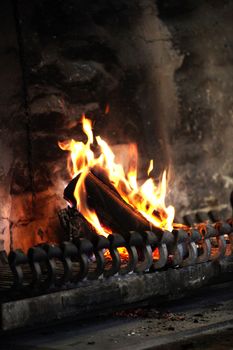 a woodburning stove in the winter