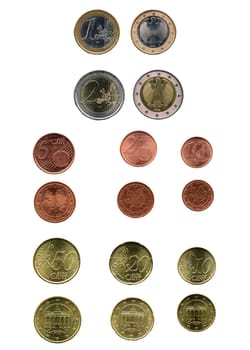 Euro coins money isolated over white (European currency)