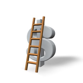 dollar symbol and ladder on white background - 3d illustration