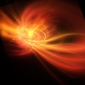 A supernova explosion causes a bright gamma ray burst.