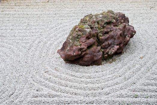 Rock in a traditional japanese rock garden in Koya-san, Japan.