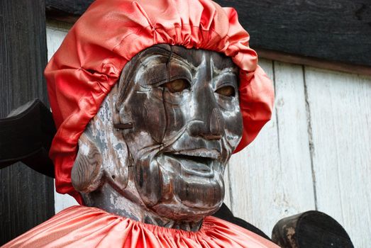 Binzuru (Pindola): wooden statue of Buddha at the entrance of Todai-ji temple in Nara, Japan.