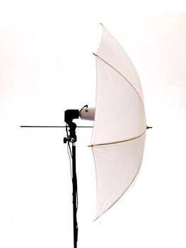 flash with umbrella on a light stand