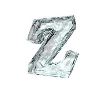 frozen uppercase letter Z on white background - 3d illustration