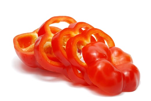 Isolated Sliced Red Pepper on White