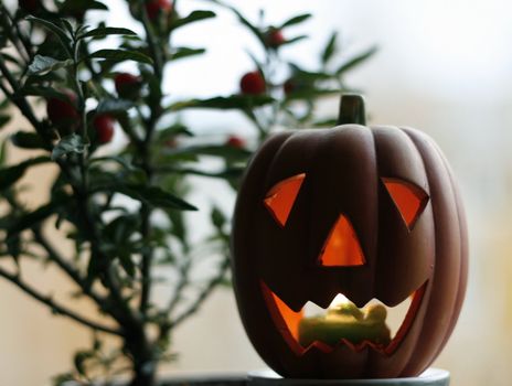 Halloweens pumpkin candle