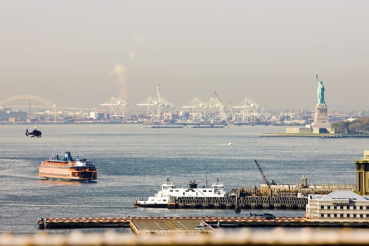 Upper New York Bay and Statue of Liberty, New York City, USA