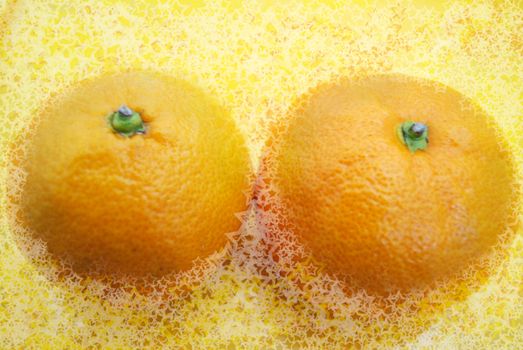 Surreal Delicious Sexy Citrus Fruits (mandarins) In Soft Lace Of Foam