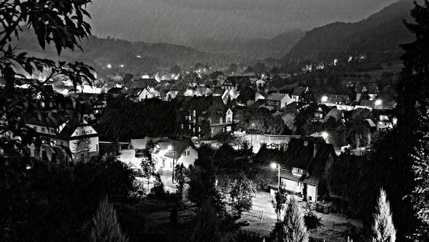 Rain in polish small town