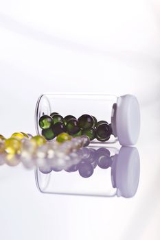 pills, tablets, capsules on white background, close up