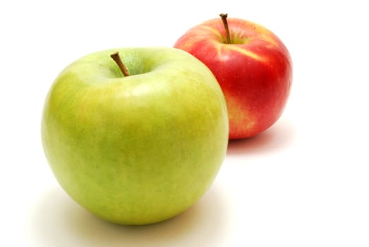 Green and Red Apples Isolated on White