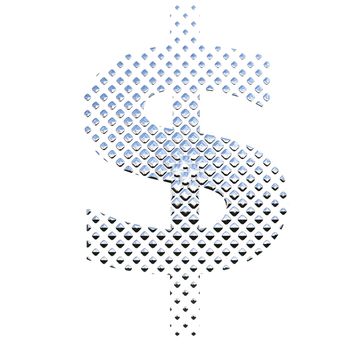 Isolated dotted chrome money sign