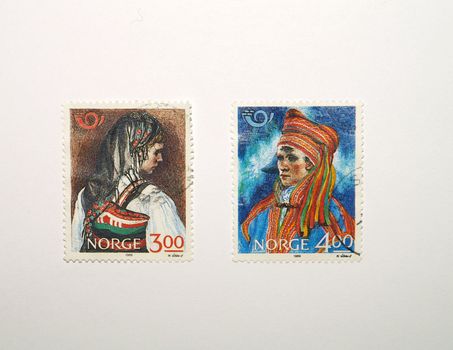 two norwegian stamps