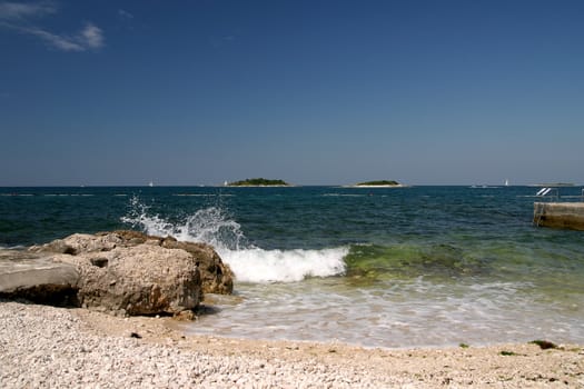 Wave crashing on the shore