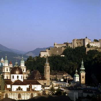 Salzburg  with a castle on hill