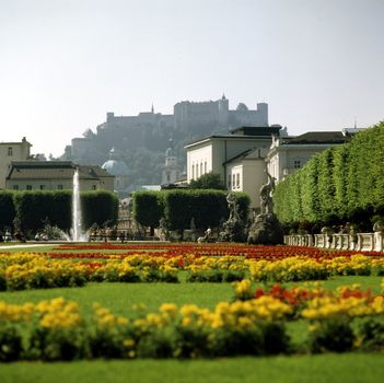 Salzburg  with a castle on hill