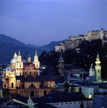 Salzburg  with a castle on hill