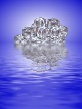 swimming ice cubes