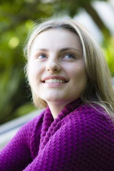 Closeup Portrait of a Smiling Pretty Blond Teen Girl