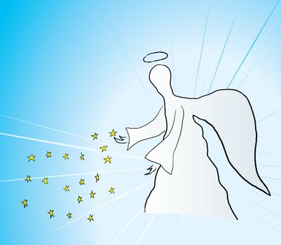 Illustration of blessing angel with stars