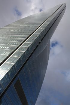 View of the brand new financial district main building in Madrid, so called Space Tower.