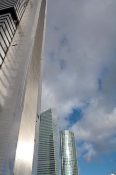 View of part of the new office buildings in Madrid, copy space.